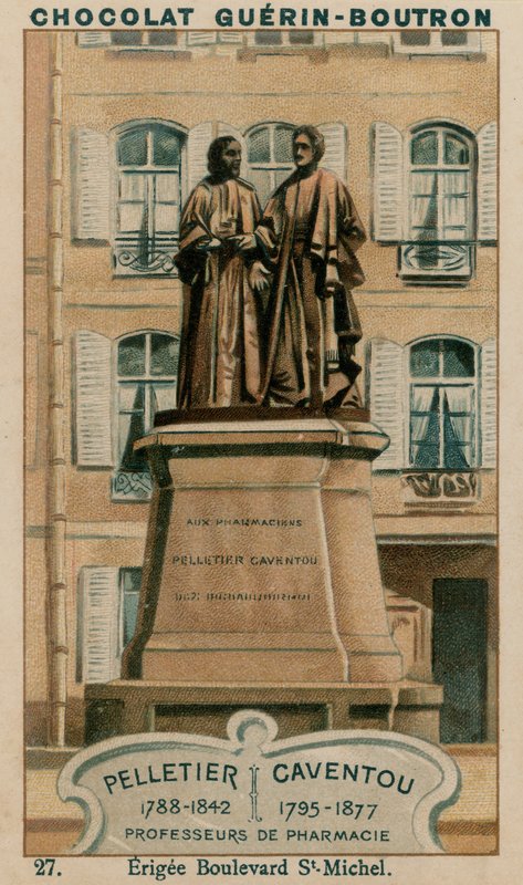 Pelletier, 1788-1842, Caventou, 1795-1877, professorer i farmasi, Erigee Boulevard St-Michel av French School