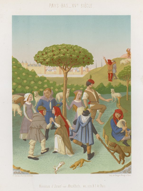 Folk danser rundt et frukttre av French School