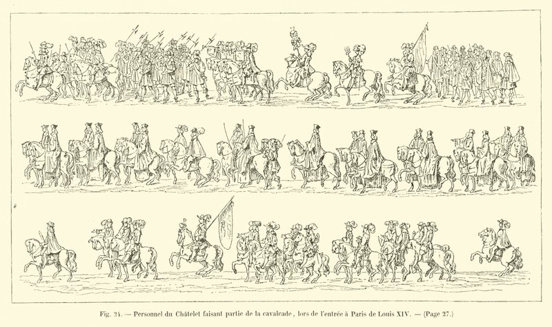 Chatelet-ansatte som utgjorde en del av kavalkaden, da Louis XIV entret Paris av French School