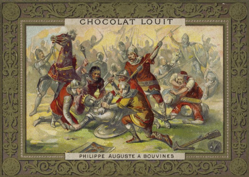 Philip Augustus fra Frankrike slapp av hest i slaget ved Bouvines, 1214 av French School