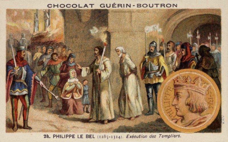 Philip The Fair og henrettelsen av tempelridderne, 1314 av French School