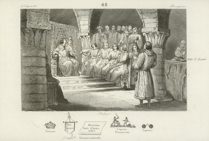 Filip V av Frankrike og generalstatene avviser kravet om tronen til Joan II av Navarra, c1317 av French School