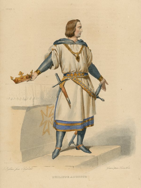 Philippe Auguste (farget gravering) av French School