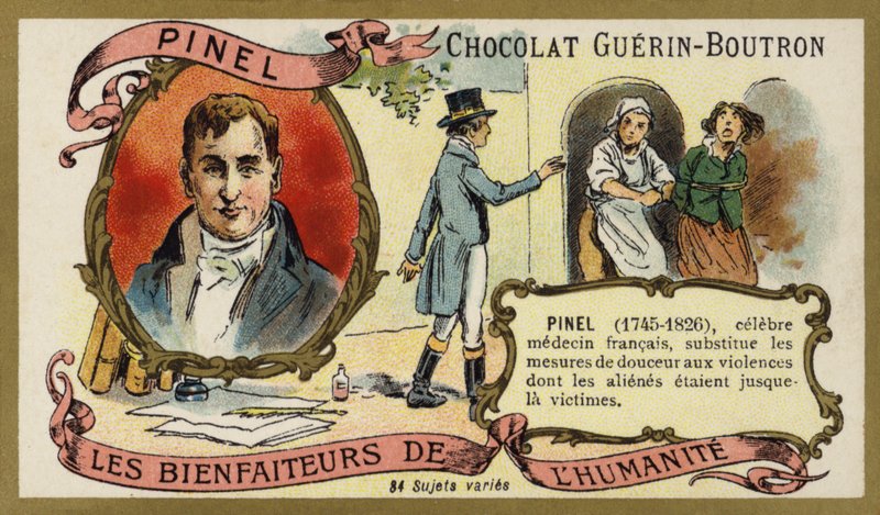 Philippe Pinel , fransk lege (chromolitho) av French School