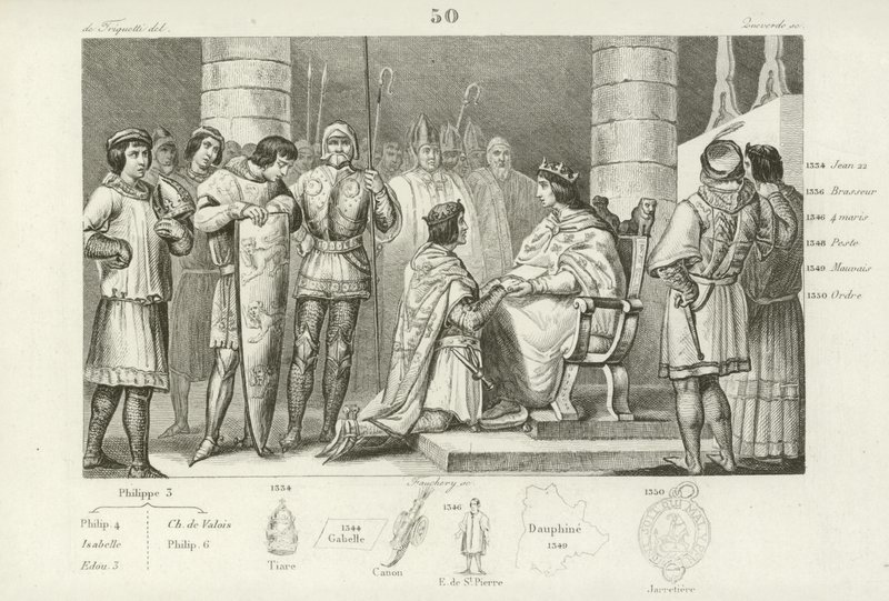 Philippe VI av Valois hyller Edvard III av England, men bare som hertug av Aquitaine av French School