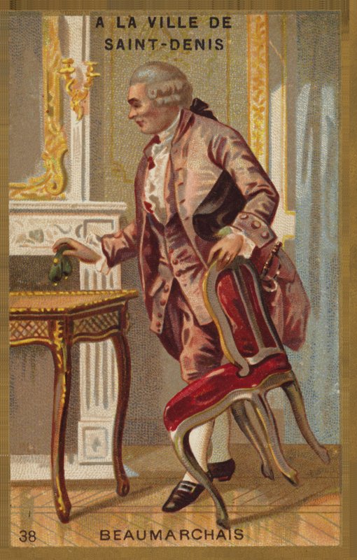 Pierre-Augustin Caron de Beaumarchais, fransk dramatiker og revolusjonær (1732-1799), i byen Saint-Denis av French School