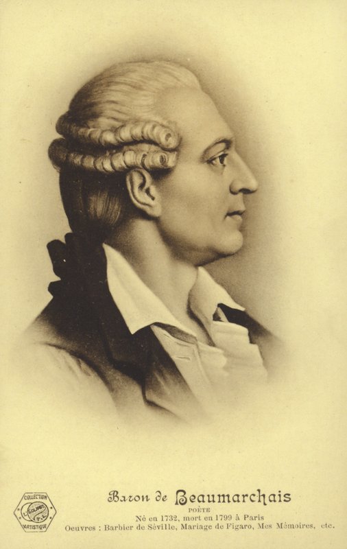 Pierre Beaumarchais (1732–1799), fransk dramatiker (litografi) av French School