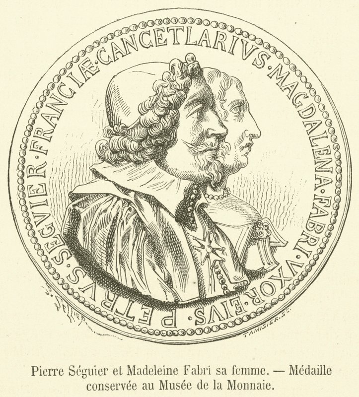 Pierre Seguier og Madeleine Fabri hans kone, medalje bevart i Museum of the Currency (gravering) av French School