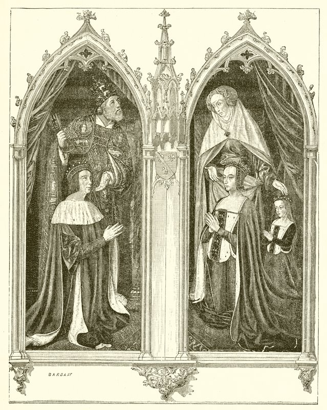 Pierre de Bourbon og Anne de Beaujeu, hans kone av French School