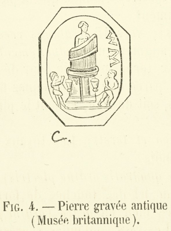 Gammel gravstein, British Museum (gravering) av French School