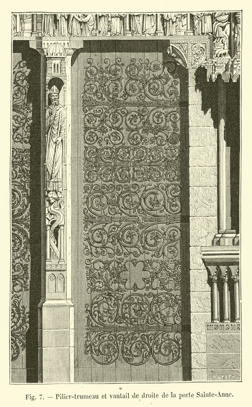 Pillar-trumeau og høyre blad av Sainte-Anne-porten av French School