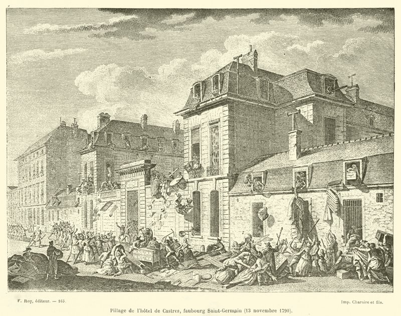 Plyndringen av Hotel de Castres, Faubourg Saint-Germain, 13. november 1790 av French School
