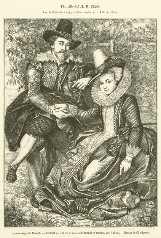 Munich Pinacothek, Portrett av Rubens og Isabelle Brandt hans kone (gravering) av French School