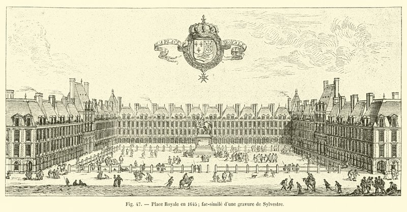 Royal Square i 1645; faksimile av en gravering av Sylvestre av French School