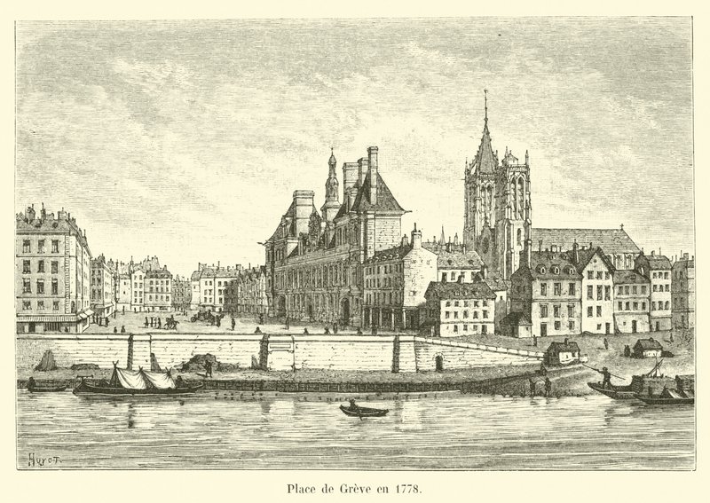 Place de Greve i 1778 av French School