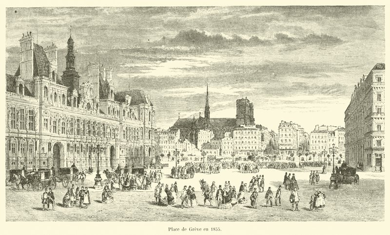 Place de Greve i 1855 av French School