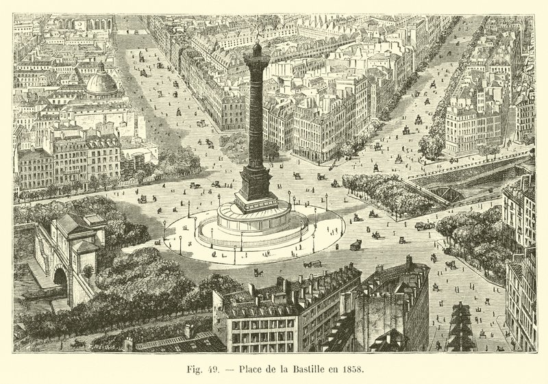 Place de la Bastille i 1858 av French School