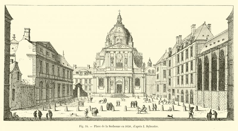 Place de la Sorbonne i 1650, etter I Sylvestre av French School