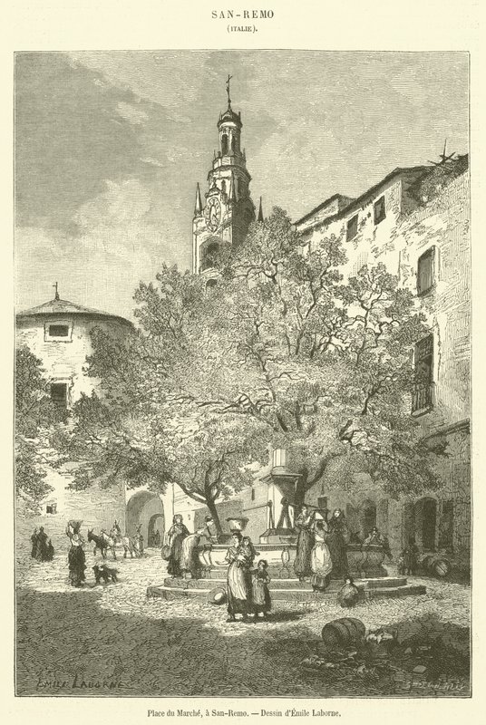 Market Square, i San-Remo (gravering) av French School
