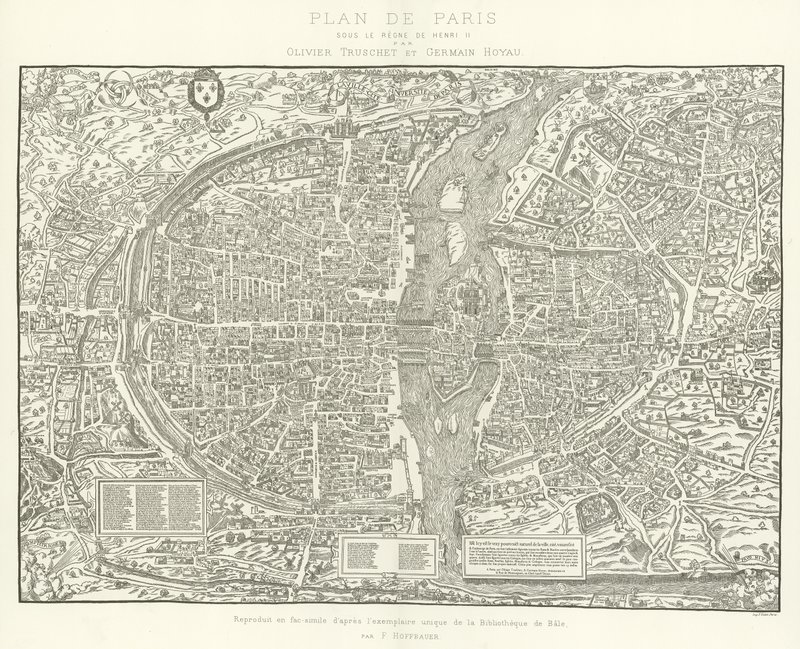 Kart over Paris, under Henri IIs regjeringstid av Olivier Truschet og Germain Hoyau av French School