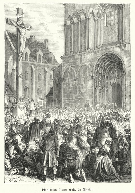 Plante et misjonskors (gravering) av French School