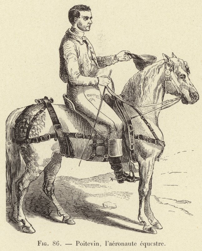 Poitevin, rytterluftfarten (gravering) av French School