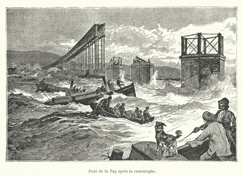 Tay Bridge etter katastrofen (gravering) av French School