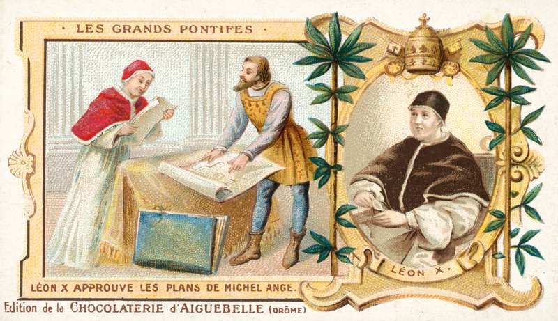 Pave Leo X godkjenner planene til Michelangelo av French School