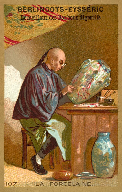 Porselen (chromolitho) av French School