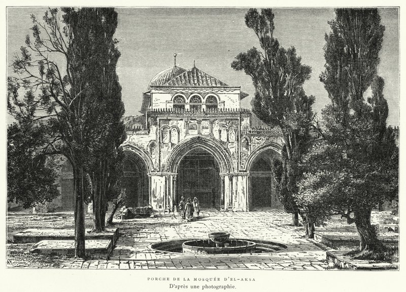 Veranda til La Mosquee D'El, Aksa (gravering) av French School