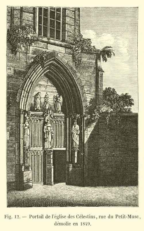 Portalen til Celestins-kirken, rue du Petit-Musc, revet i 1849 av French School