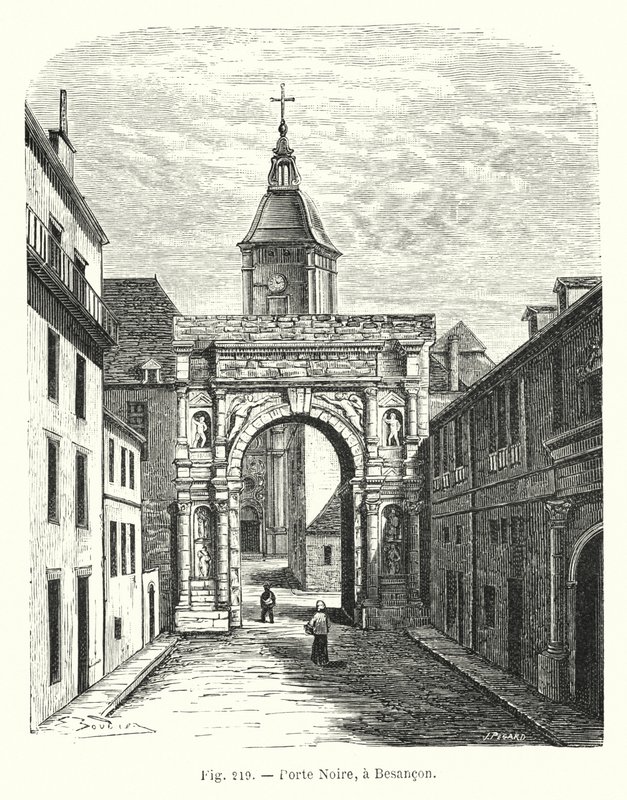 Black Gate, i Besancon (gravering) av French School