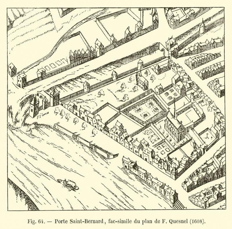 Porte Saint-Bernard, faksimile av F Quesnels plan, 1608 av French School
