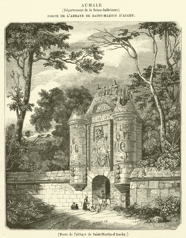 Døren til klosteret Saint-Martin-d#39;Auchy (gravering) av French School