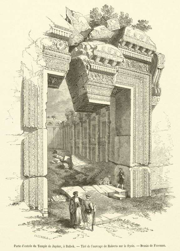 Inngangsporten til Jupiter-tempelet, ved Baalbek (gravering) av French School