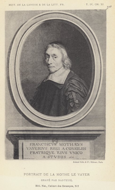 Portrett av La Mothe Le Vayer (litho) av French School