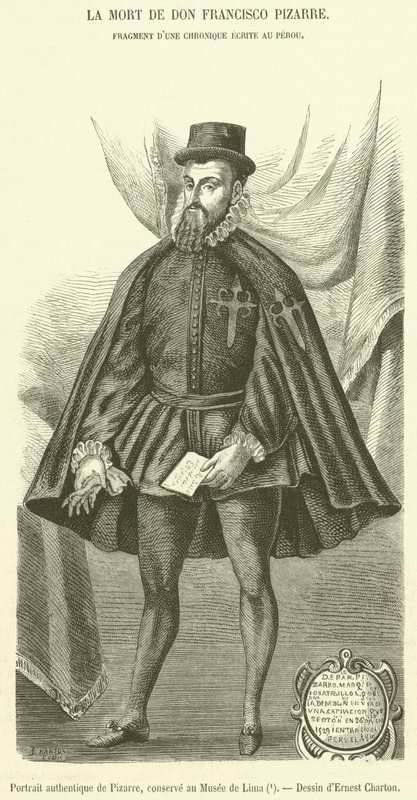Autentisk portrett av Pizarro, bevart i museet i Lima av French School