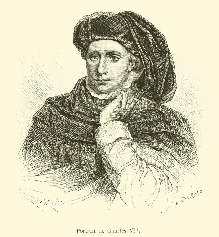 Portrett av Charles VI (gravering) av French School