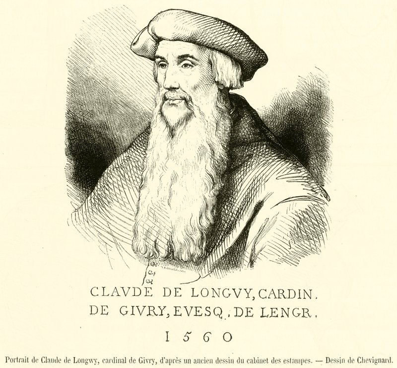 Portrett av Claude de Longwy, kardinal av Givry (gravering) av French School