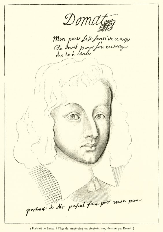 Portrett av Pascal i en alder av tjuefem eller tjueseks (gravering) av French School
