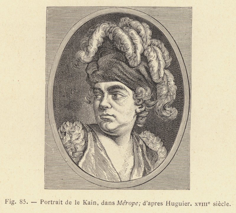 Portrett av Le Kain, i Merope, etter Huguier, 1700-tallet (gravering) av French School
