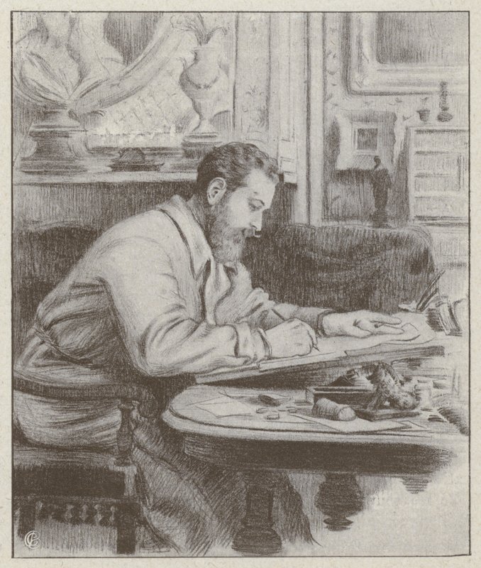Portrett av Albert Guillaume, fransk maler og karikaturtegner (litho) av French School