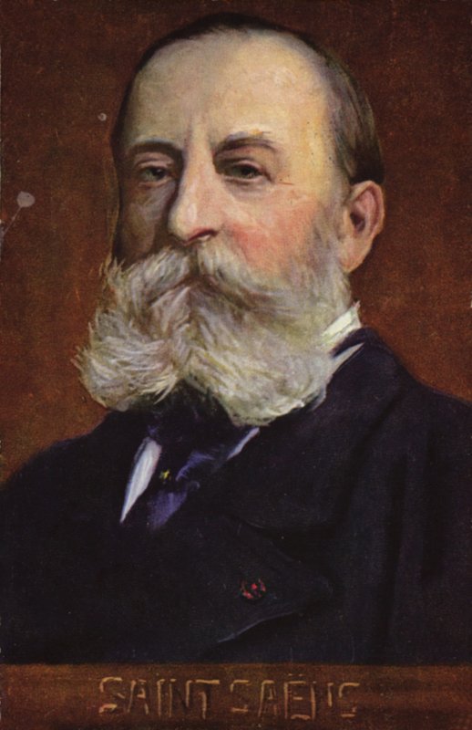 Portrett av Camille Saint-Saëns (fargelitografi) av French School