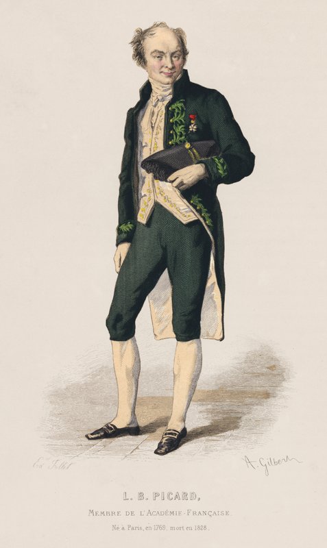 Portrett av Louis Benoit Picard, fransk dramatiker (farget gravering) av French School