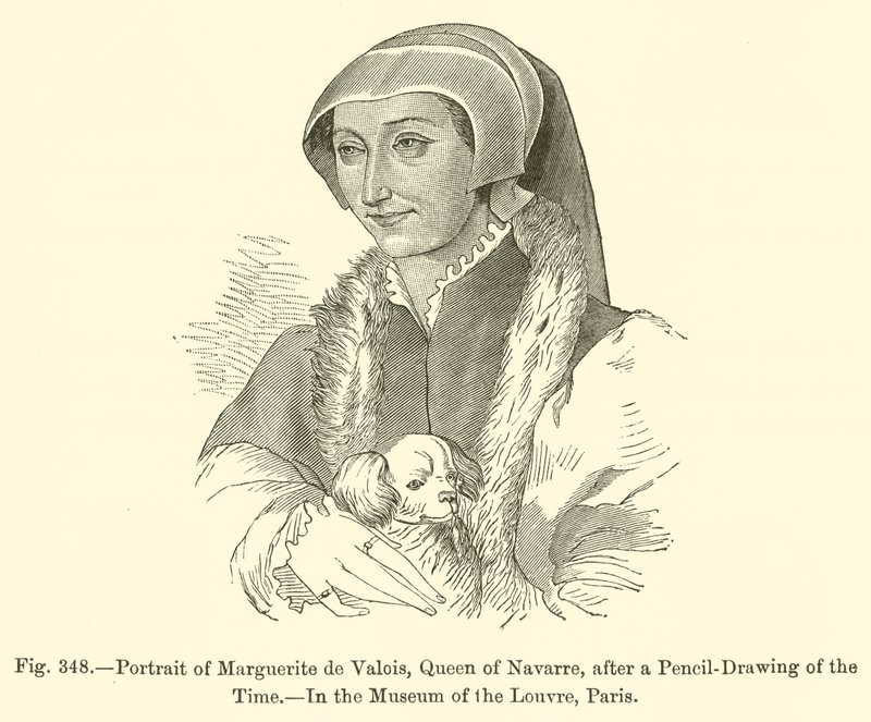 Portrett av Marguerite de Valois, dronning av Navarra (gravering) av French School