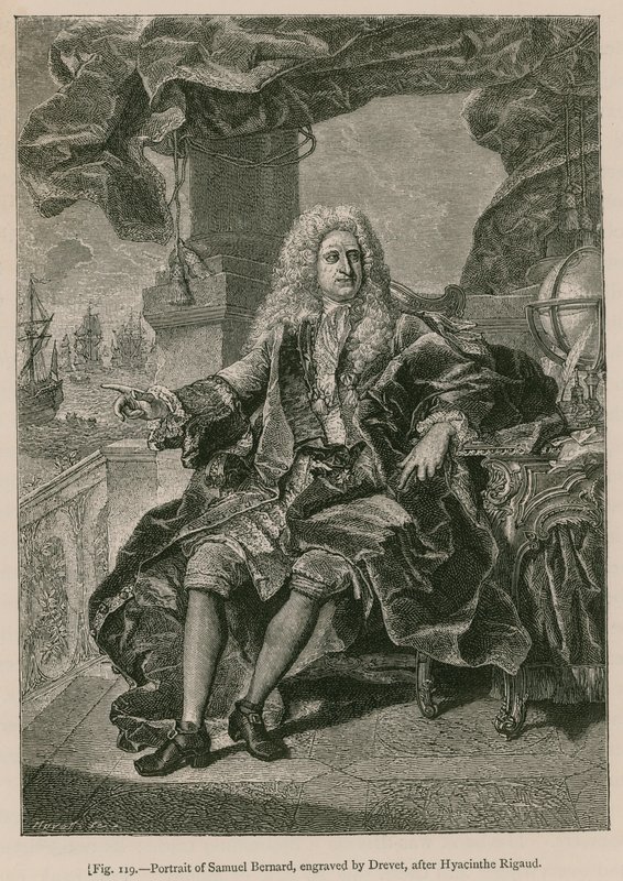 Portrett av Samuel Bernard, gravert av Drevet, etter Hyacinthe Rigaud av French School
