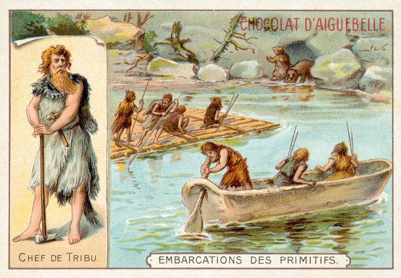 Forhistoriske båter (chromolitho) av French School