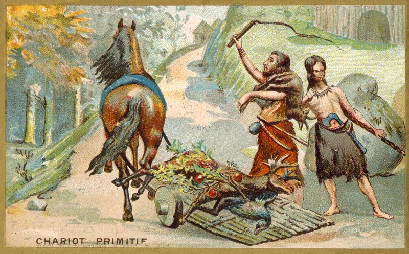 Primitiv vogn (chromolitho) av French School