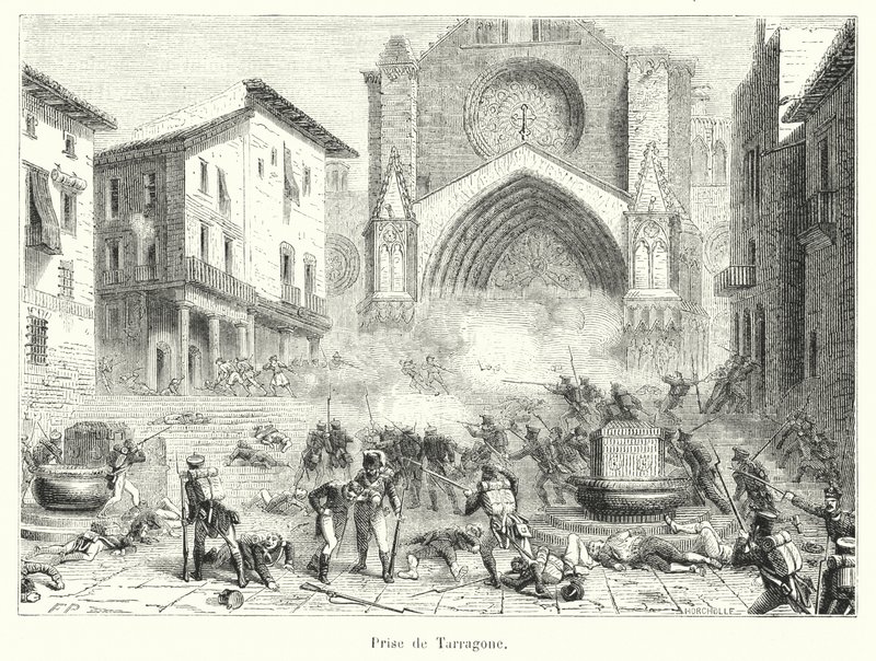 Fangst av Tarragona (gravering) av French School