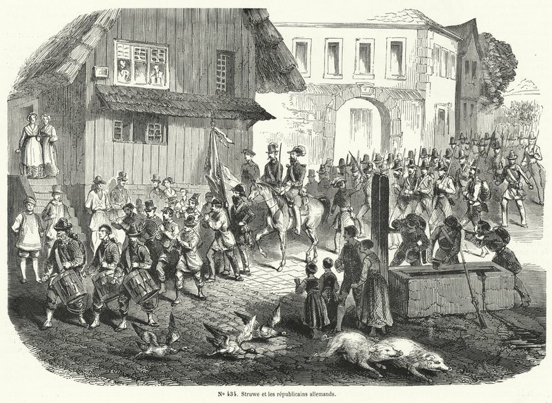 Prosesjon av Gustav Struve og tyske republikanere, revolusjon av 1848 av French School